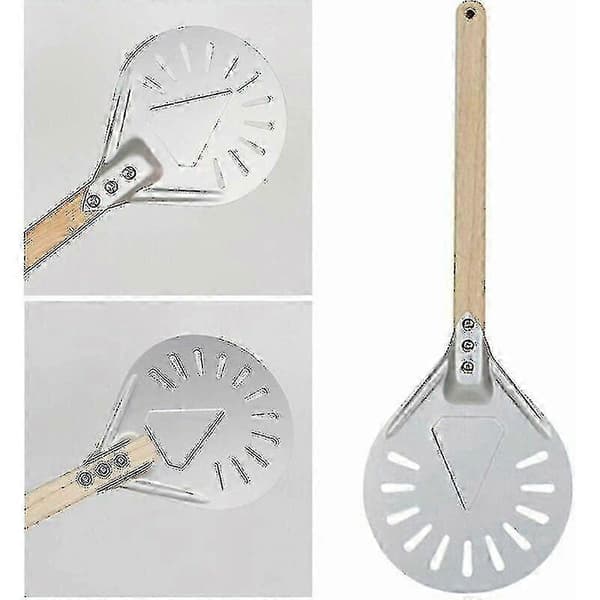 Profesjonell pizzavendespade, langt håndtak 7/8/9 tommer perforert pizzavendespade, pizzaspade, aluminium pizzaspade, liten