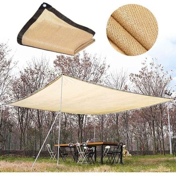 Beige Rektangulært Solsejl, 90 UV-beskyttelse, til Pergola, Drivhus, Have, Pool, Åndbart, 3m x 5m