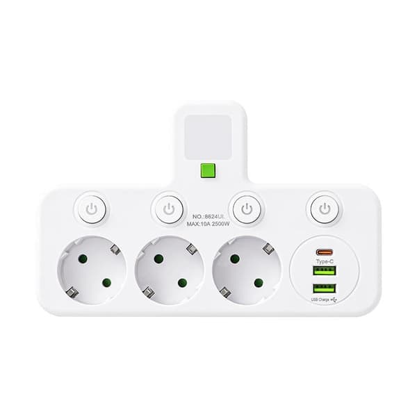USB-C Smartuttak med europeisk standardbryter