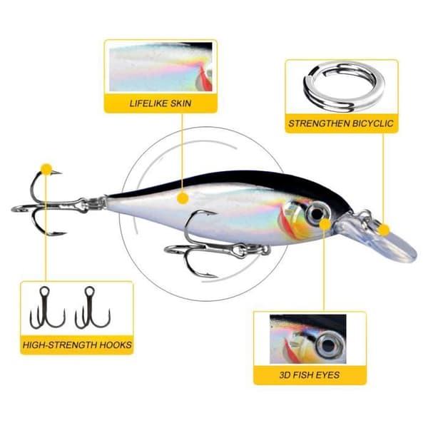 Fiskedrag - Skeppsvrak Minnow - 7.5cm - 6g - Trekrok i Stål