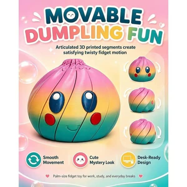 3D Dumpling Squishy Blind Box, Twisty Fidget med fodral, Ledad skrivbordsfigur, Handflatstor stresslindrande sensorisk leksak, Nyhetspresent