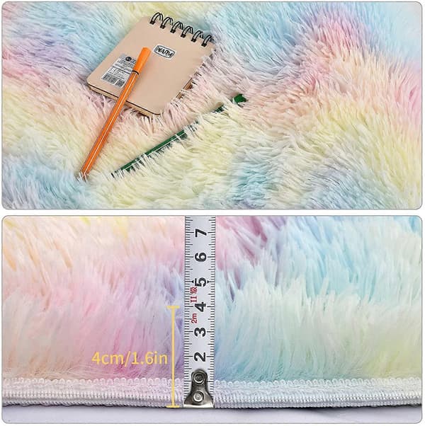 Wekity Diameter 80cm/31.5\" Runde tæpper, fluffy runde tæpper, bløde plys tæpper velegnet til soveværelse/stue (regnbuefarve)
