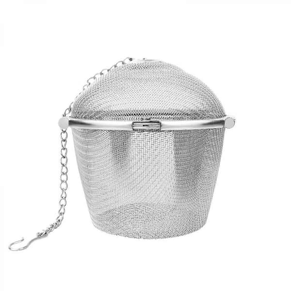 Rustfrit stål 2,6 tommer Twist-Lock krydderikugle med kæde, kugleformet net-tefilter, urte- og krydderifilter, 2-pak