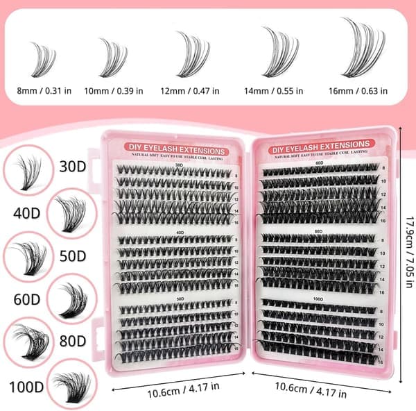 Eyelashes 30-100D Wavy Kit, 8-16 mm Mixed, for Home Extension
