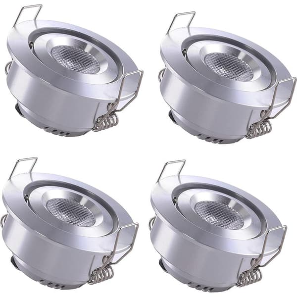 4 Mini Innfelte LED Takspotter, 1W Varm Hvit 3000K