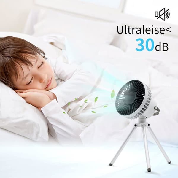 2000mAh USB Bordventilator med LED og Stativ, 3 Hastigheder, Stille Drift til Telte og Kontorer