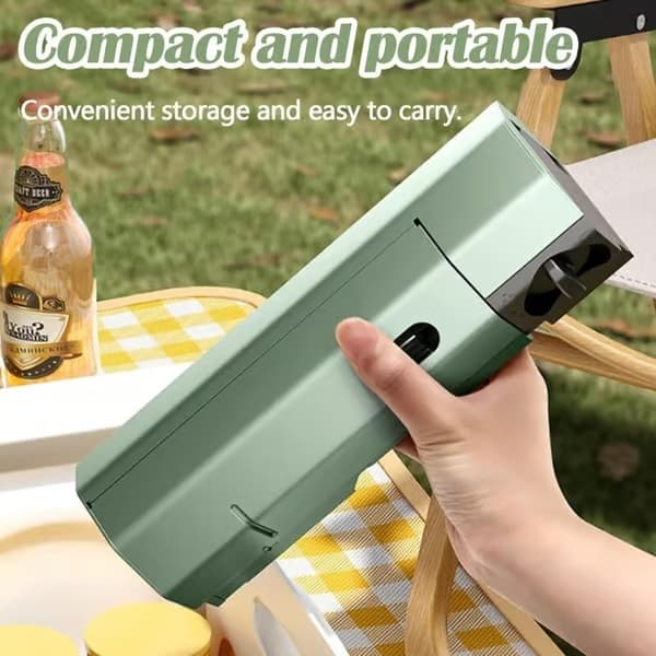 Bärbart hopfällbart campinggaskök med piezotändning och vindskydd i aluminium, gaspatroner ingår ej för utomhuscamping