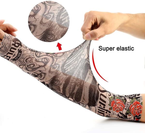 Armtatueringärmar, 6-pack Män Falska Tillfälliga Tatueringärmar Armstrumpor Elastiska för Halloween