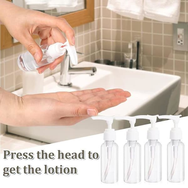 Tomme 100 ml klare pumpeflasker - Rejseflasker - Lotion/Shampoo/Makeup
