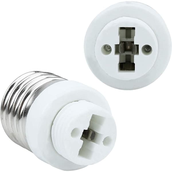 4x Lampefotadapter E27 til G9 i HVIT - Sett med 4 omformere for lampeføtter for glødelamper, LED, halogen, energisparende lamper