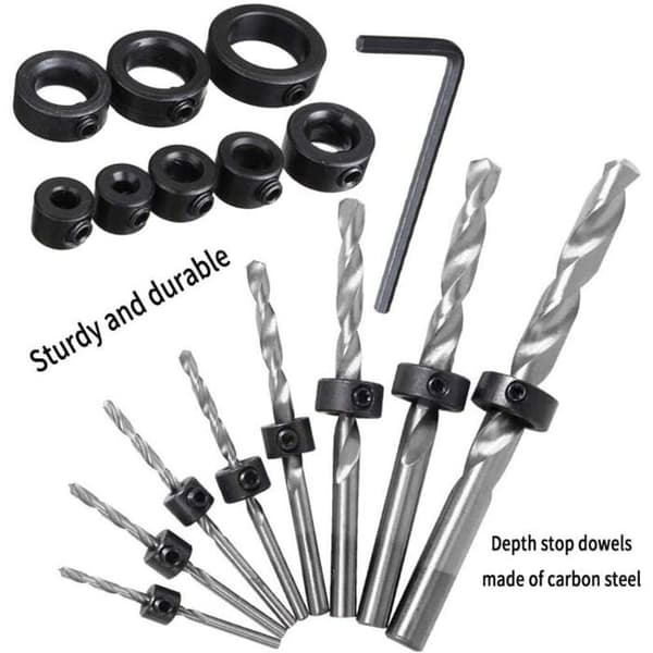 Borestop - 8 dele, 3-16 mm, med unbrakonøgle - Velegnet til boremaskiner, borepositionering