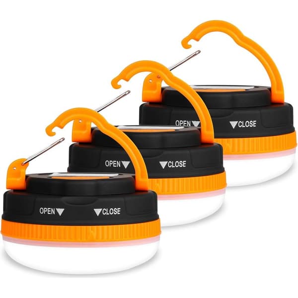 Campinglamper – 3-pak USB genopladelig SOS-lampe med magnetisk base og krog, IP43