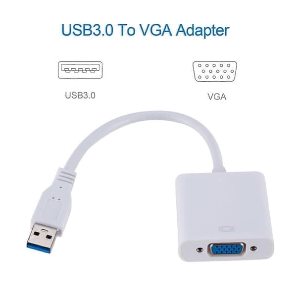 USB3.0 til VGA Adapter USB til VGA Eksternt Grafikkort VGA Konverter - Sort
