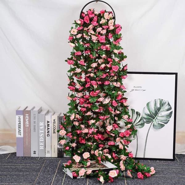 Kunstig blomsterkrans - Rosa - 250 cm - 4 stk - Silke - Bryllups- og hagedekorasjon