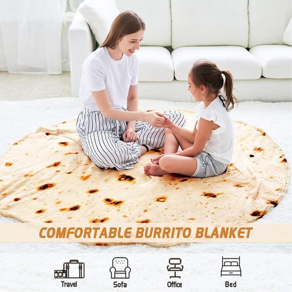 Burrito-tæppe, dobbeltsidet kæmpestort mel-tortilla-tæppe,