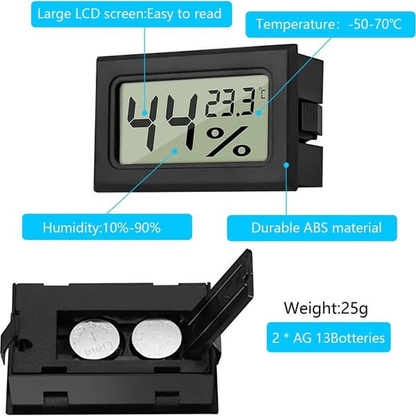 Mini digitalt hygrometer – 5-pak LCD-termometer til kontor, køkken, inkubator og drivhus