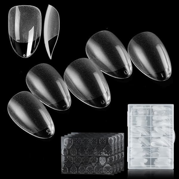Mandelformede neglespidser – 360 stk. Fuld dækning Forformede Semi-matte – 12 størrelser