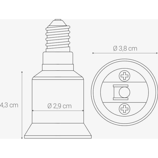 4x Sokkeladapter - E14 til E27 Sokkelomformer - E27 Lampeholderadapter for Halogen LED-pære