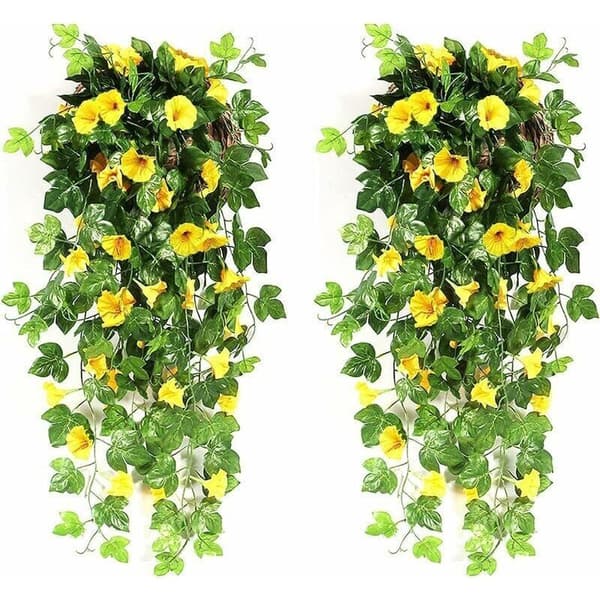 Kunstige hængeblomster – Kaskadeplanter til indendørs/udendørs bryllups- og haveindretning – Gul