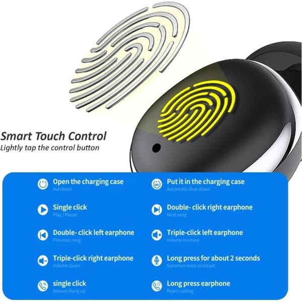 Trådløse øretelefoner - Chronus - Bluetooth 5.3 - HiFi - Touch Control - Sort