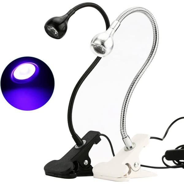 UV-gellampa, 3W, 32cm svanhals, 7cm klämma, USB-driven, nagellackstork