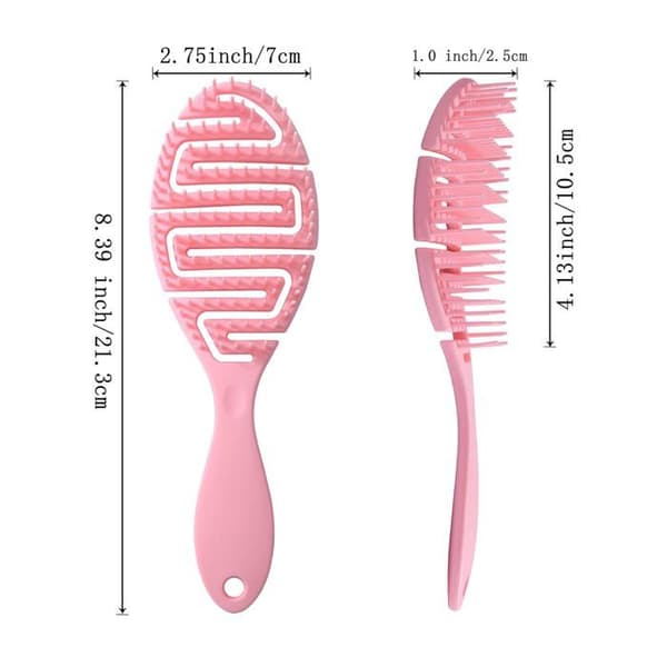 Sæt med 2 ventilerede hårbørster til kvinder, hurtigtørrende udfiltringsbørste (pink og blå)