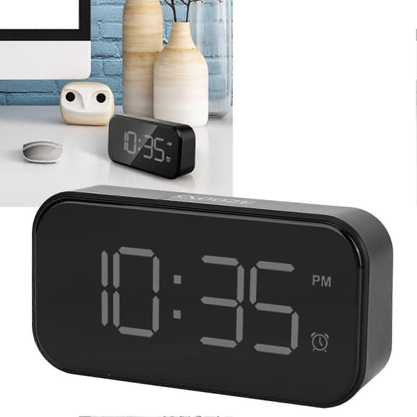 SSRGV USB LED Digital Touch Väckarklocka 12/24H Bärbar Sängklocka för Hem Sovrum Resa Vit