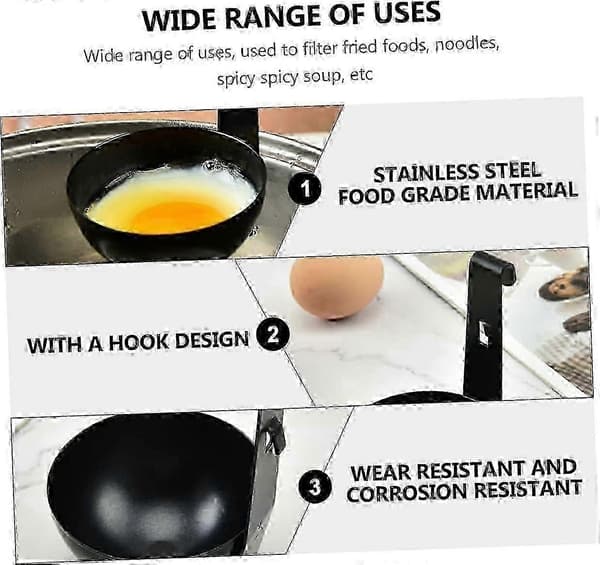 Posjerte eggkopper 2 stk eggkoker mikrobølgeovn kokekar eggdamper svart rustfritt stål posjert egg