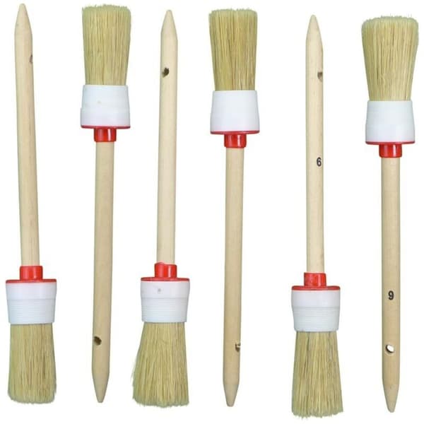 Sett med 6 runde børster 93023 - Diameter: 30 mm - Størrelse 6 - Lyse børster