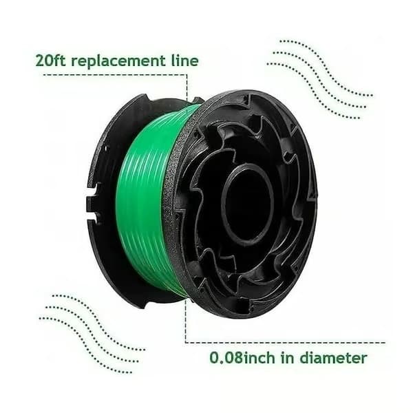 Pakke med 6 trådspoler til Black and Decker GL7033, GL8033, GL9035 gresstrimmere, 6 meter hver.