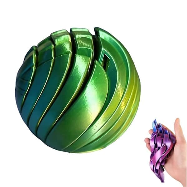 3D-printet Slime Ball Fidget Legetøj Bærbar Angstlindring Deformationsgearbold Sensorisk Legetøj til Børn Voksne ADHD Grøn