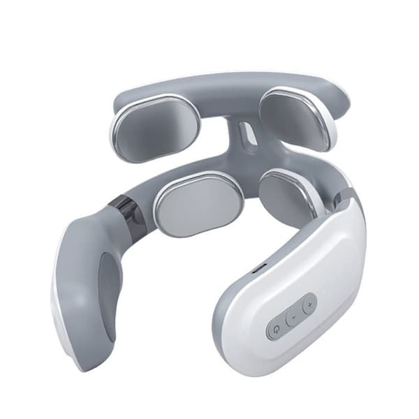 3D Pulse Halsmassager, Multifunktionel Elektrisk Massageapparat til Fysioterapi, 4 Hoveder, 16 Niveauer