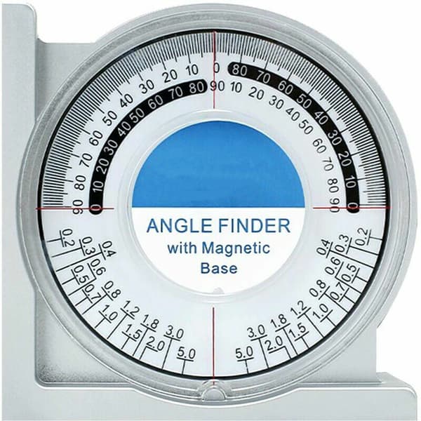 Magnetisk inklinometer, mini-inklinometer, vinkelmåler, voltmeter, gradskive, dobbelt vaterpass, bakre sammenligningstabell