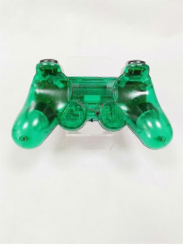 Til Sony PS2 Trådløs 2.4GHz Dual Vibration Controller Gamepad Transparent Green