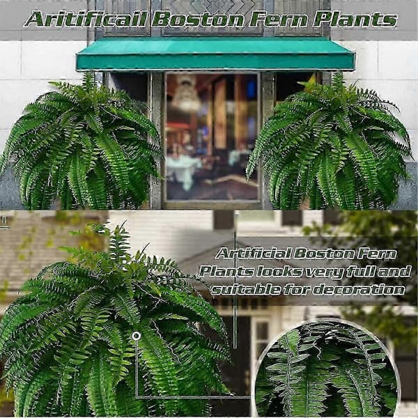 UV-resistent naturtro kunstig Bostonbregne, kunstige bregner til udendørs brug, kunstige bregner