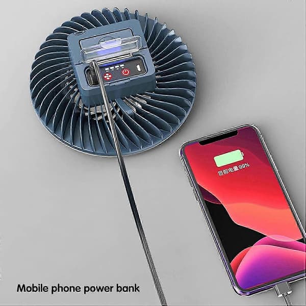Campingventilator med LED USB Batteridrevet Ventilator til Telt Bil Nødsituation