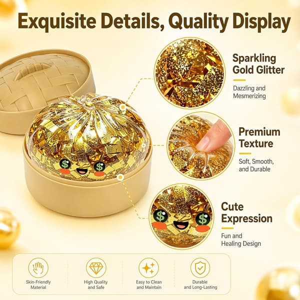 Glitter Dumpling Squishy – 2026 mysterieboks farverige stressbolde til angstlindring – Skrivebordslegetøj