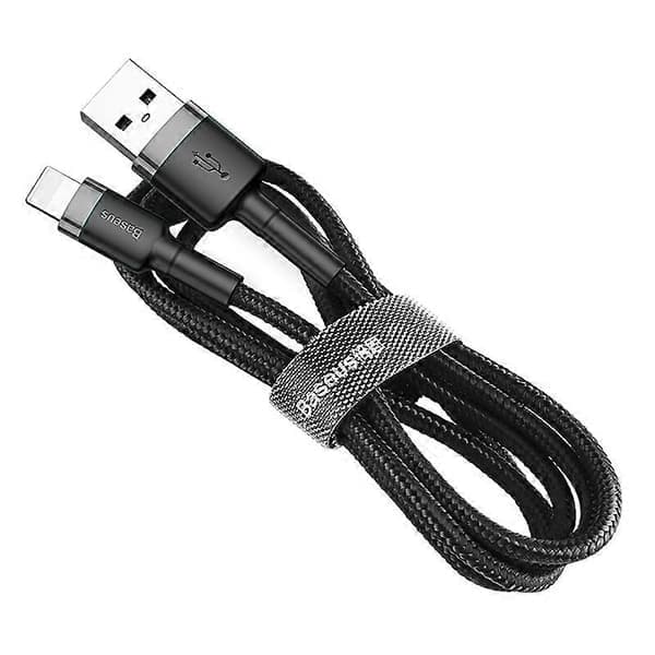 BASEUS Cafule-serien 1M vevd iP-datakabelsynkroniseringskabel for iPhone X/8/8 Plus – svart/grå