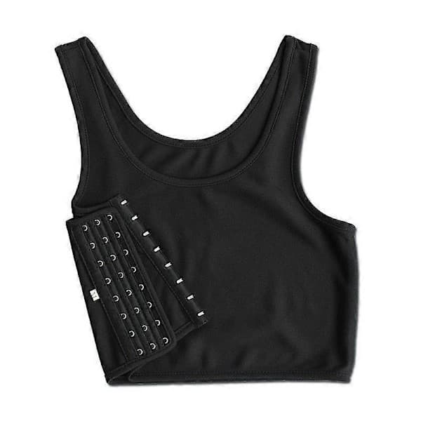 Gratis andningsbar spänne kort bröstbindare Trans Västtoppar Plus Size S-5X_Billiga presenter vit L