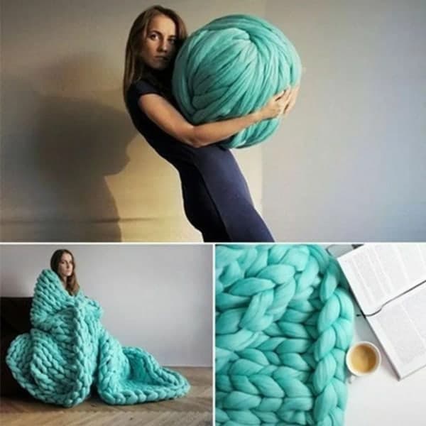 450g DIY Chunky Garn Mjukt Skrymmande Armstickning Roving Virkad Ullgarn Grön Chunky Stickning