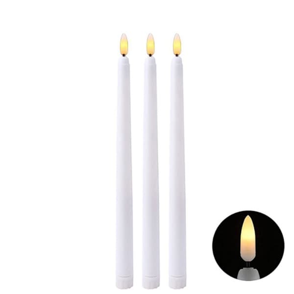 6 stk. lange LED-lys, flammeløse lys HVID Hvid White