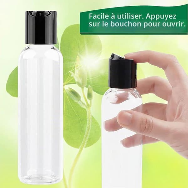 Plastflaska - 4-pack - 150 ml - Transparent PET - Läckagesäker Flip-Top-kapsyl - Resekosmetika