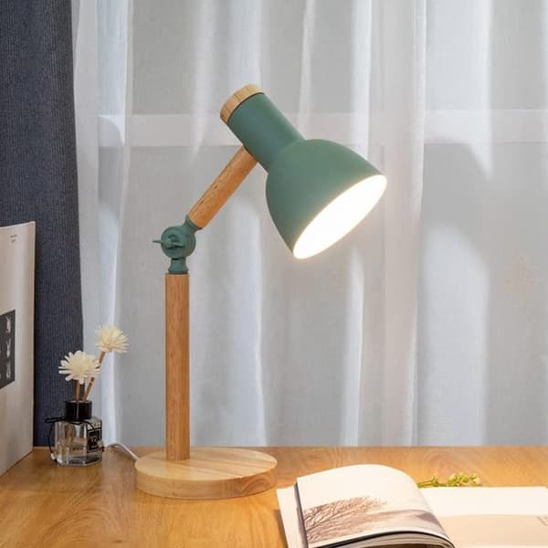 Moderne træbordlampe - par E27-fatninger - justerbar lampearm - bordlampe i retrostil