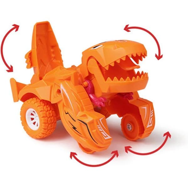 Transformerende dinosaurleke for barn, transformerende plastbil for barn fra 3 år og oppover – oransje