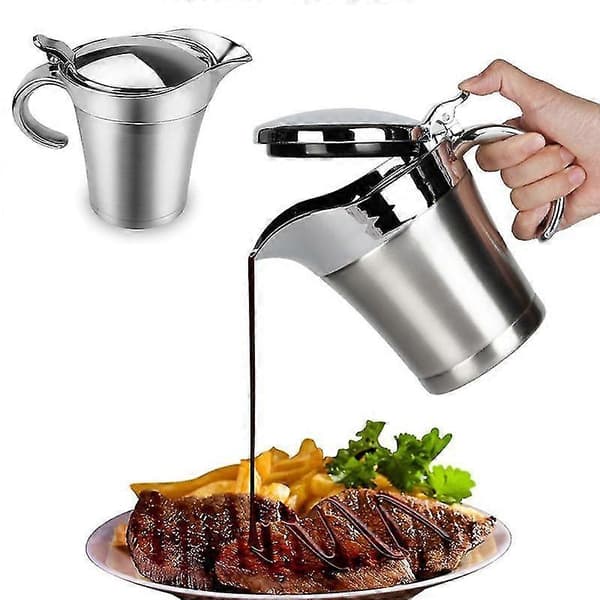 Dobbeltisoleret Sovsekande - Sovsekande i rustfrit stål med hængslet låg, ideel til sovs eller fløde til Thanksgiving (500 ml)