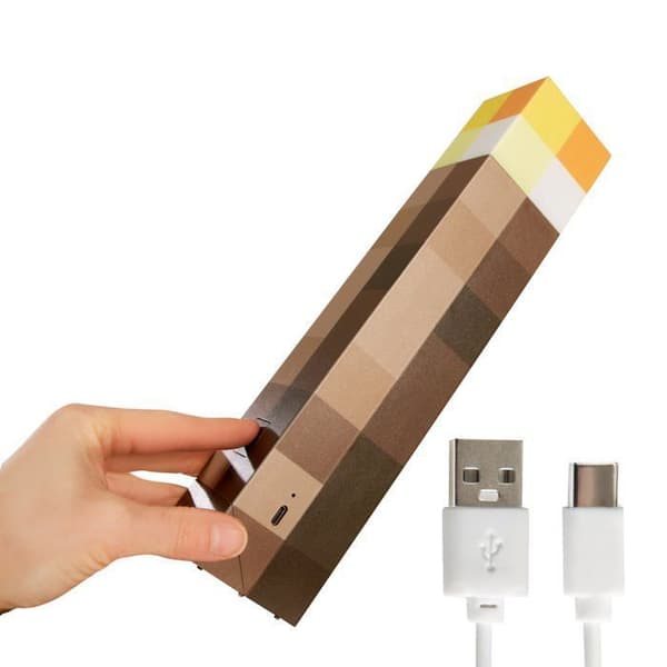 ROBA LED Lommelygte - Minecraft - USB Genopladelig - 4 Farver - Vægmontering