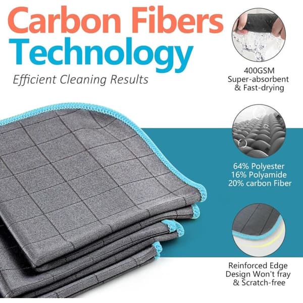 Mikrofiber Carbon Magicduk – 400GSM streckfri absorberande polerduk för glas, disk & bilar