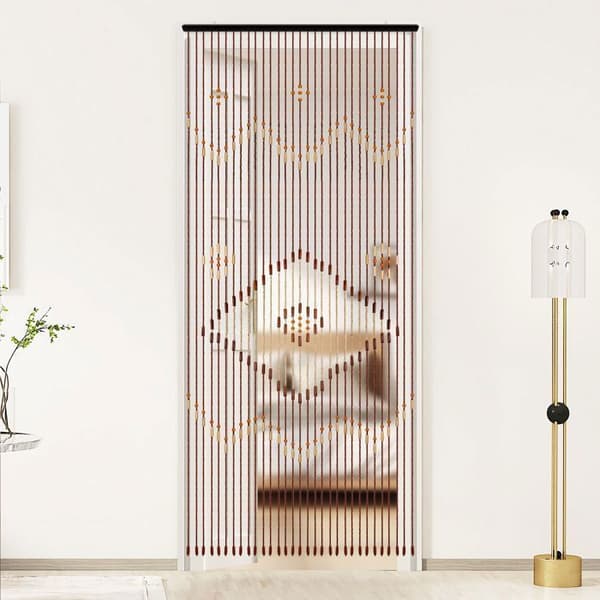 Pärlstavsgardin i trä för balkong, sovrum, 90x208cm, ny