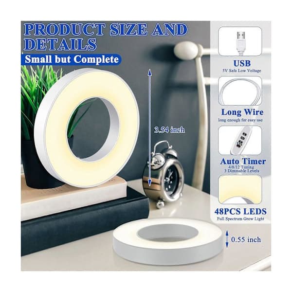 Innendørs plantelys, taklampe, 48 LED, rød/blå lys, 3 frontlykter