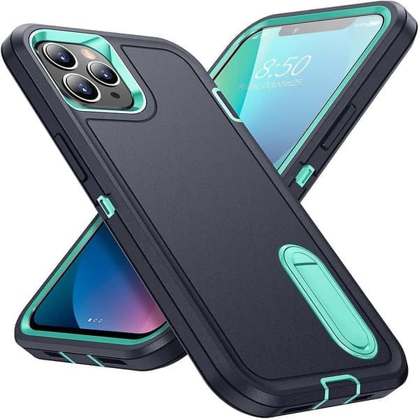 iPhone 11 Pro Max-deksel, iPhone 11 Pro Max-deksel med stativ, [Militærgrad støtsikkert][Trelags kraftig fallbeskyttelse]
